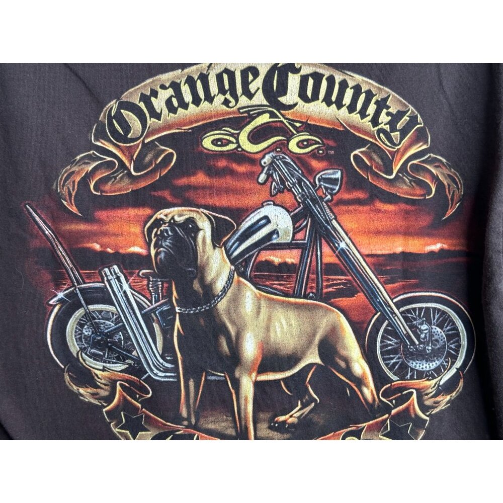 Orange County Choppers Brown Motorcycle Graphic T-Shirt Double Sided Sz M